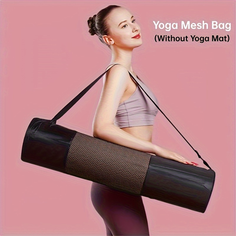 Yoga Mat - กระเป๋าตาข่ายใส่เสื่อโยคะแบบระบายอากาศได้ 1 ใบ - ผ้าอ็อกซ์ฟอร์ดทนทาน สีดำ