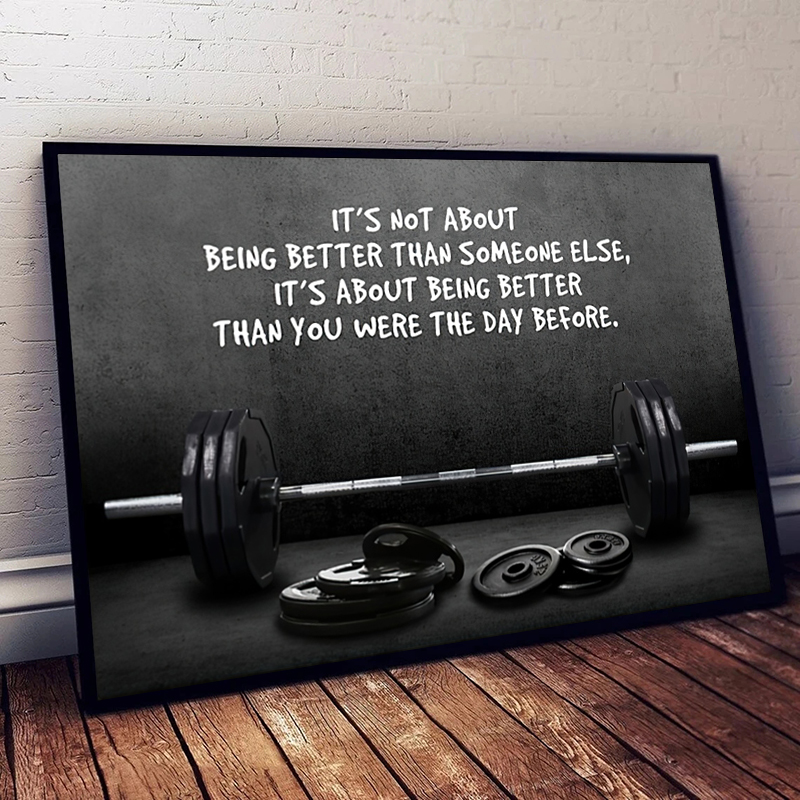 Sports Equipment Poster - โมเดิร์นสร้างแรงบันดาลใจอ้างกีฬา Art โปสเตอร์และพิมพ์ผ้าใบ Art Barbell ภาพวาดตกแต่งสําหรับ