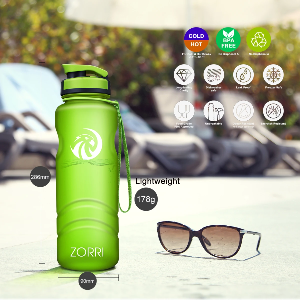 ZORRI ขวดน้ํากีฬาแบบพกพา BPA ฟ - Sports Equipment 5 Years Old บทวิจารณ์และราคา