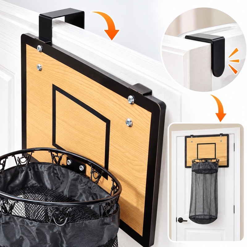 ตะกร้าผ้าแบบติดผนังไม้รูปทรงห่ - Basketball Hoop บทวิจารณ์และราคา