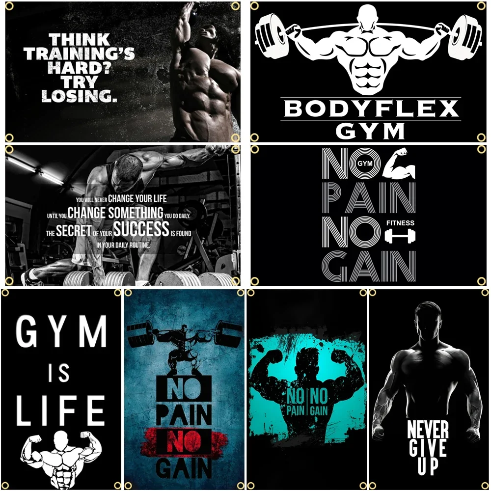 GYM ธงข้อความป้ายสโลแกนออกกําล - Sports Equipment Poster บทวิจารณ์และราคา